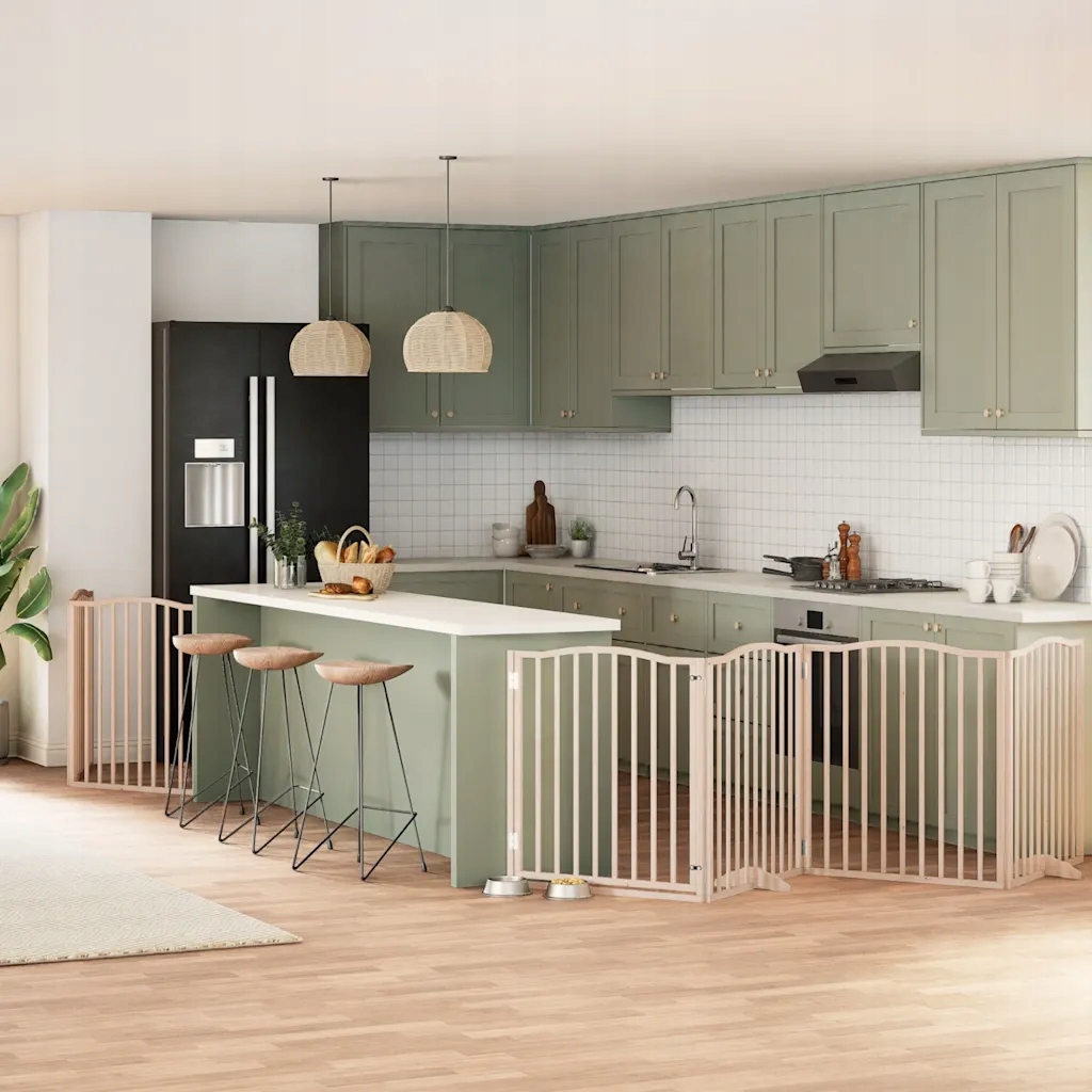 Zábrana pro psy s dvířky skládací 6 panelů 480 cm topol Hnědá 3155613