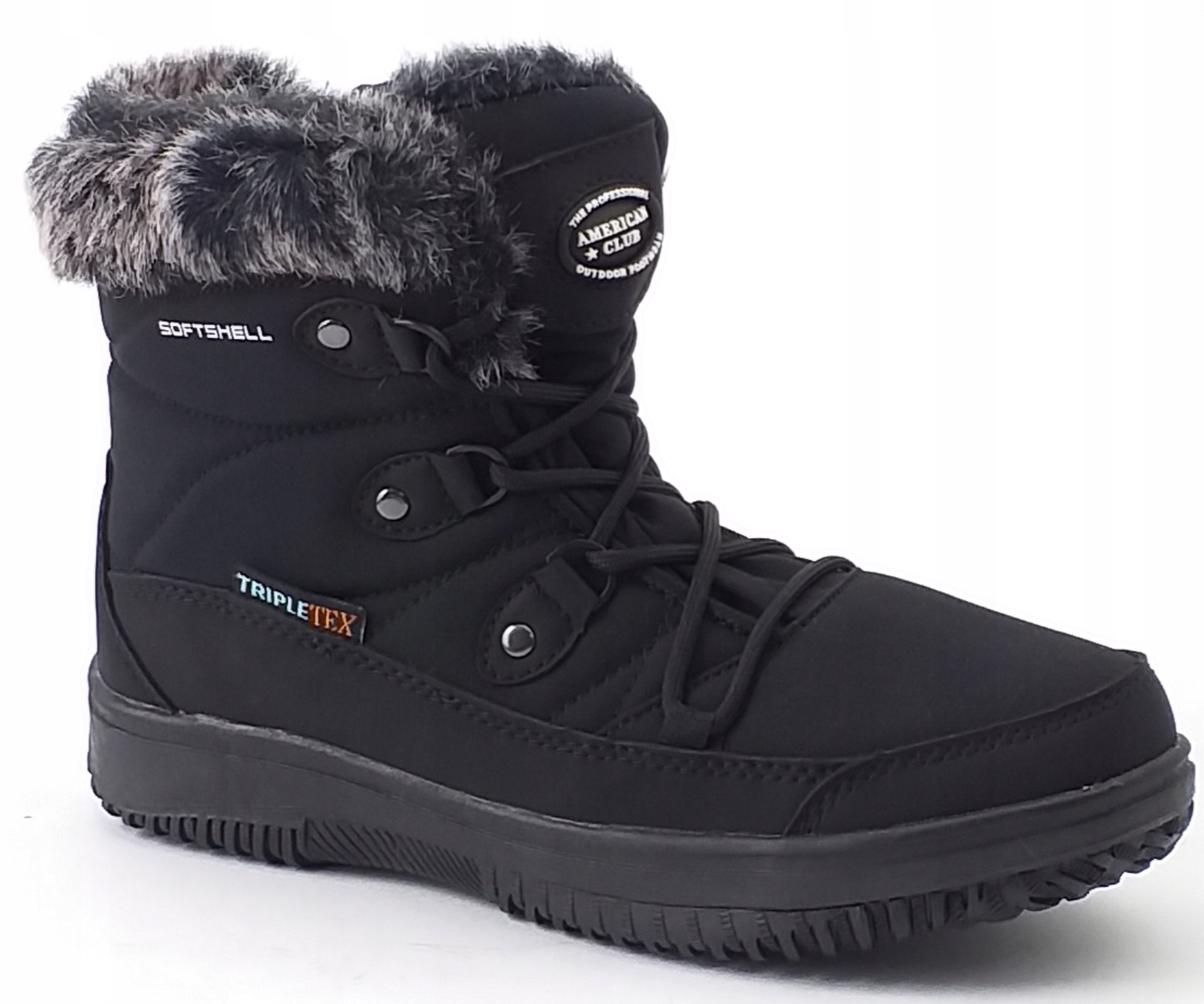 BUTY ZIMOWE ŚNIEGOWCE AMERICAN SN29 TRAPERY OCIEPLANE SOFTSHELL CZARNE 40