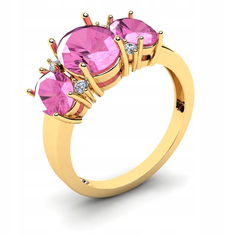 

Pierścionek Złoty Królewski Z Różowymi Cyrkoniami