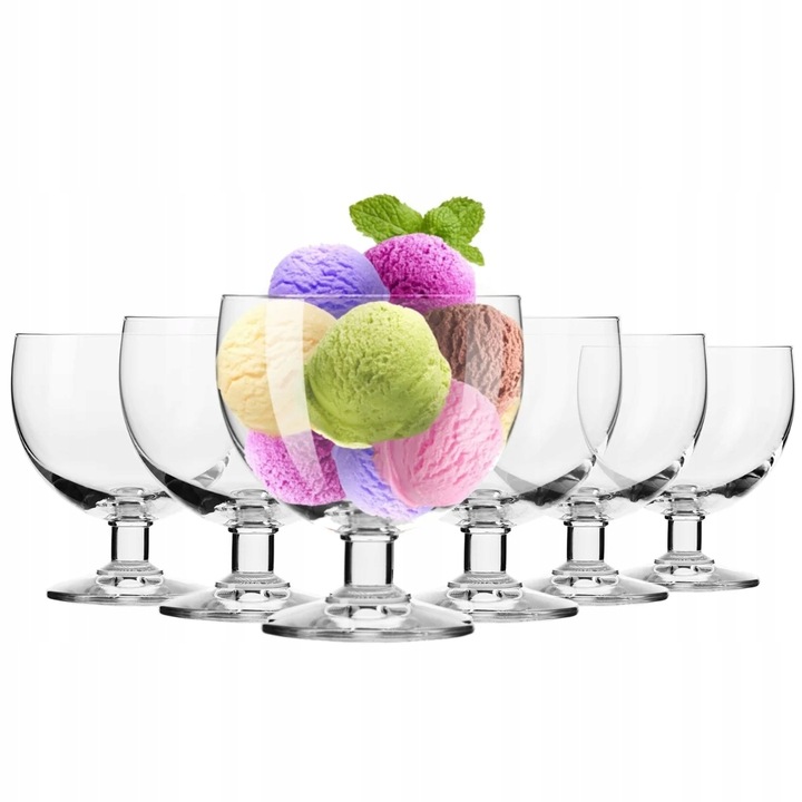 Pucharki do lodów KROSNO szklane deserów sorbetów zestaw komplet 6 sztuk