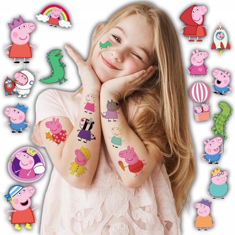 TATUAŻE ZMYWALNE ŚWINKA PEPPA - WIELE WZORÓW
