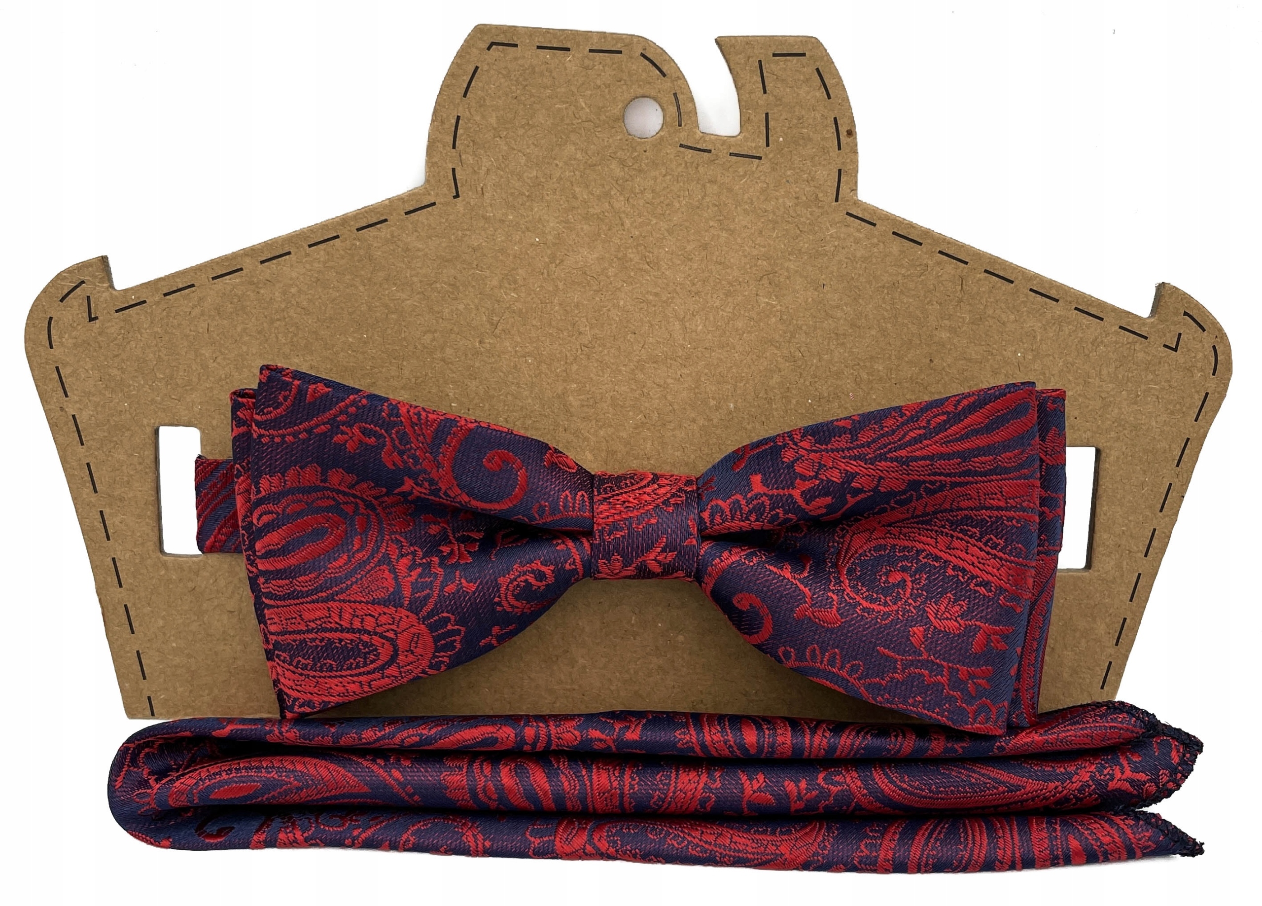 Czerwona granatowa mucha z poszetką do ułożenia Kod producenta M5/KOLOR/39