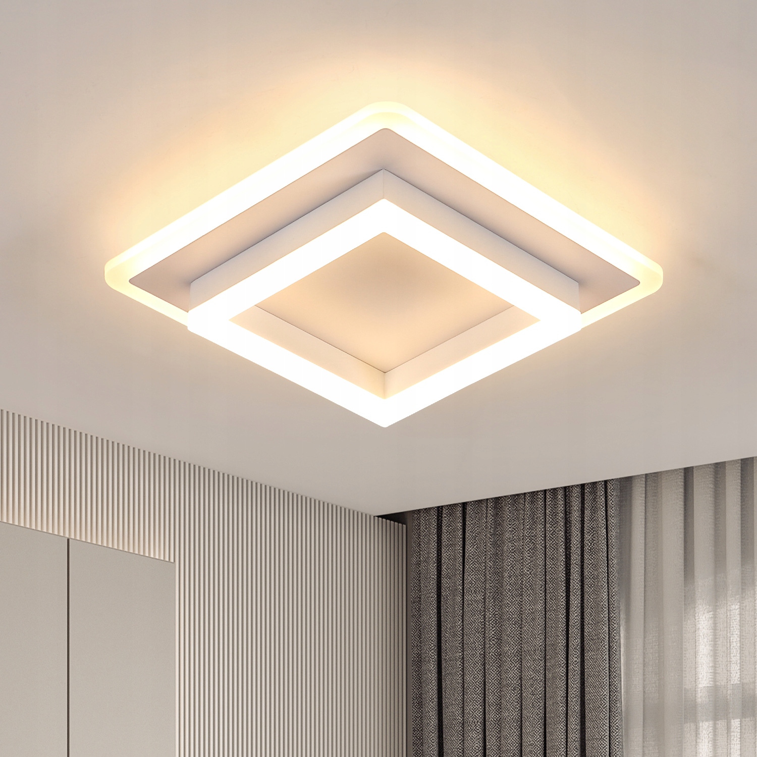 Lampa Sufitowa Plafon Led Kwadrat Natynkowy Biały Nowoczesny 30W 3000K