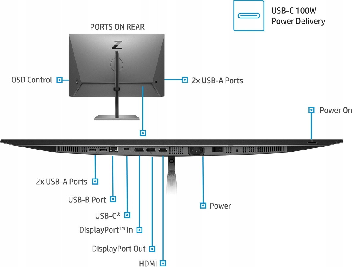 Monitor LED HP Z27k G3 4K UHD 27 " 3840 x 2160 px IPS / PLS Przekątna ekranu (cale) 27