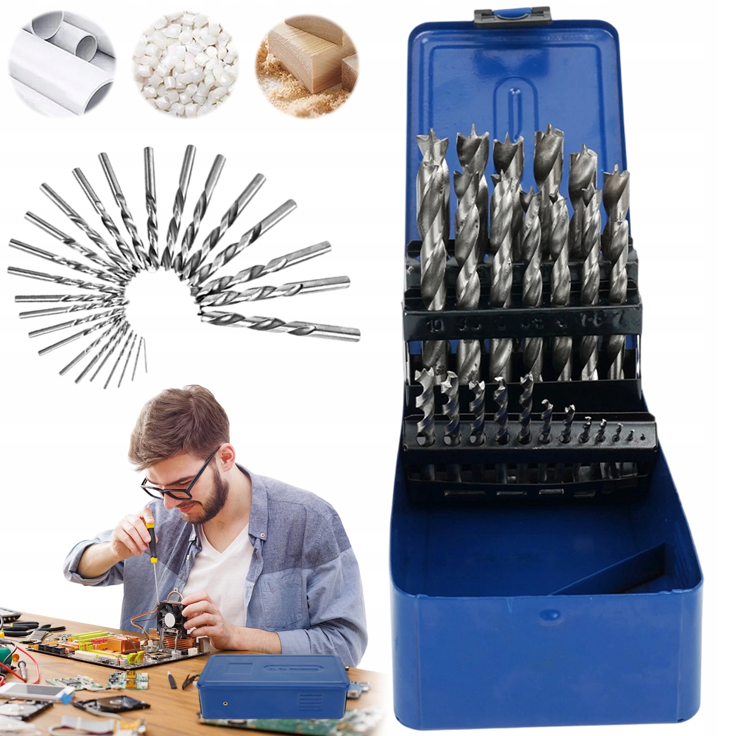 Vrtáky Do Dřeva Hss G 25 Kusů Sada 1 13 MM Přesné Vysoká Kvalita