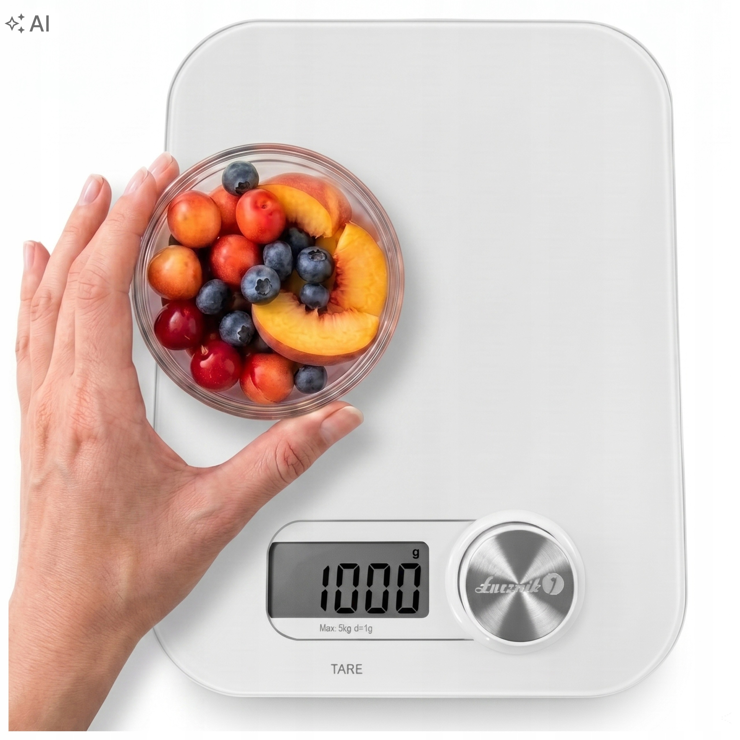 Waga kuchenna elektroniczna precyzyjna Łucznik LCD 5kg/1g bezbateryjna Eco