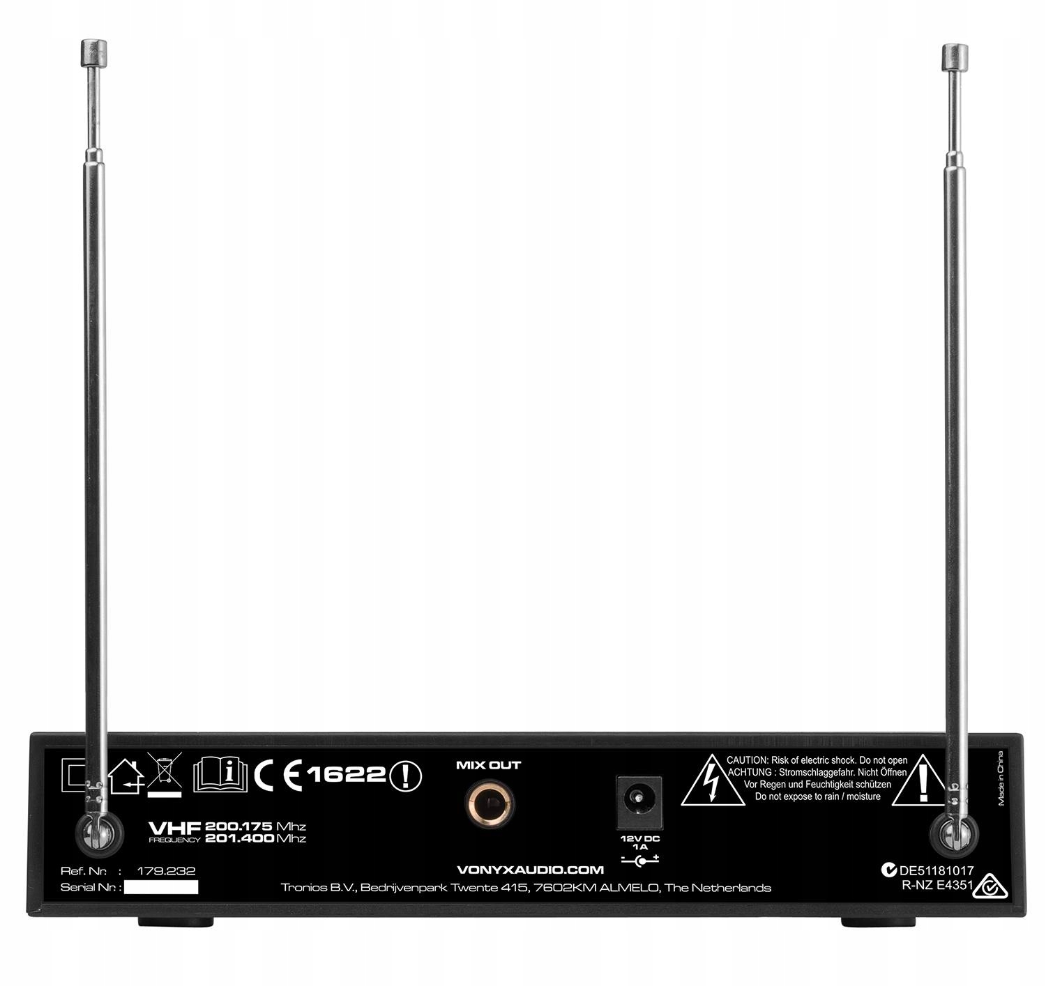 Zestaw mikrofonów 2x bodypack nagłowny VHF Vonyx Model WM522B