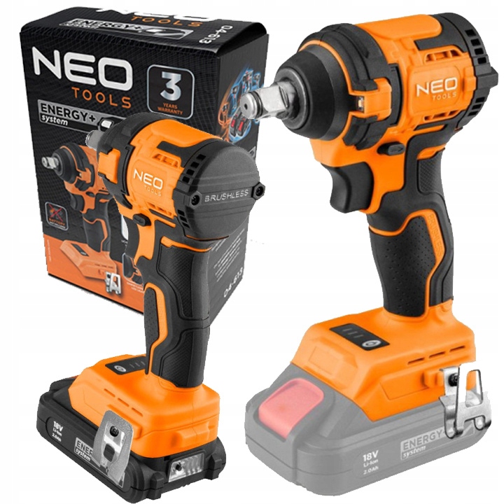 Neo Rázový uťahovák bezkartáčový 18V 350Nm 1/2" bez akumulátora Energy+ 04-61