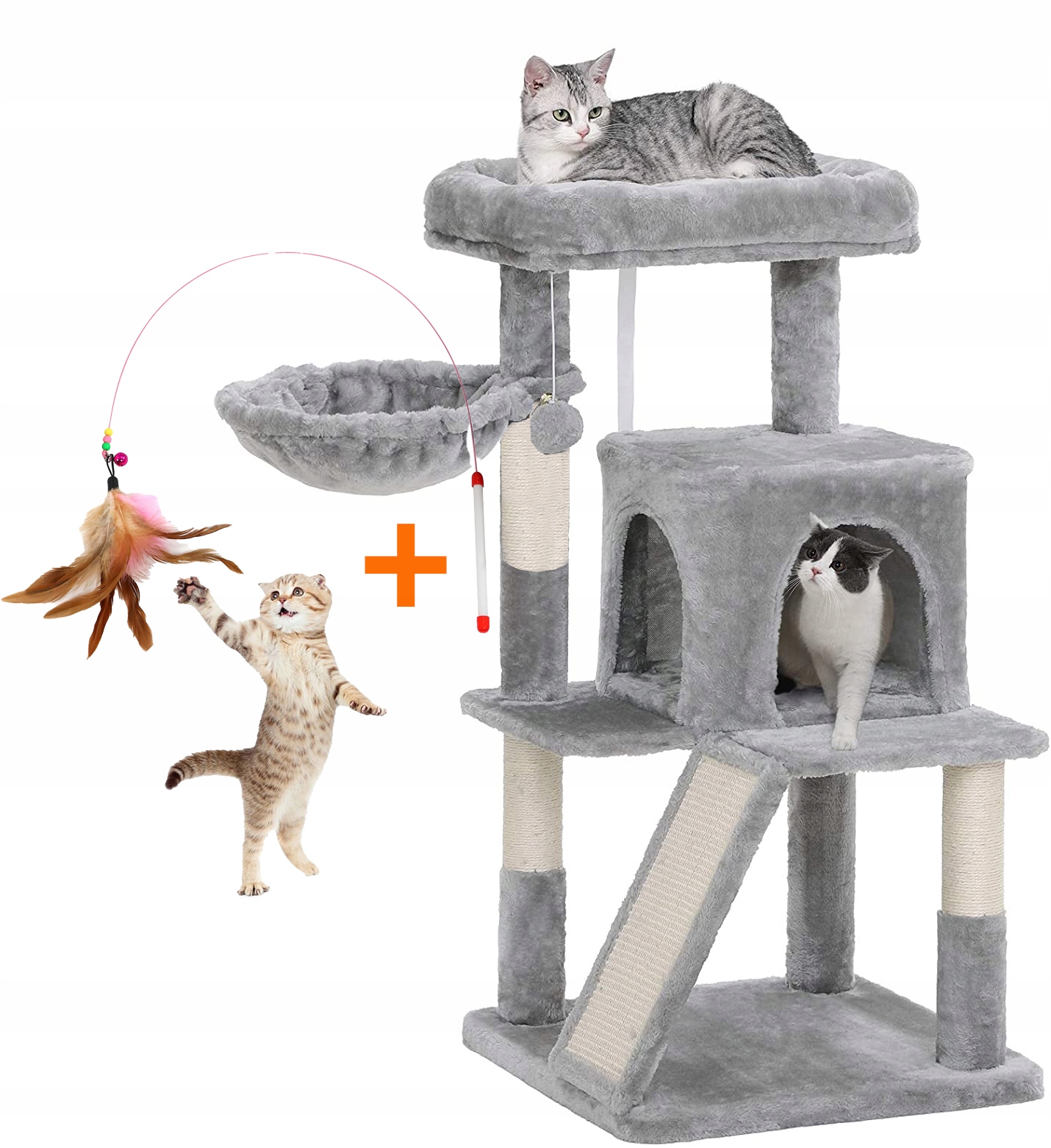 Levně Drapak Pro Kočky Domeček Budka Dřevo Pelíšek 105 cm