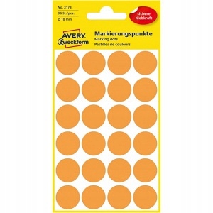 Avery Zweckform Kolorowe kółka 18 mm pomarańczowe