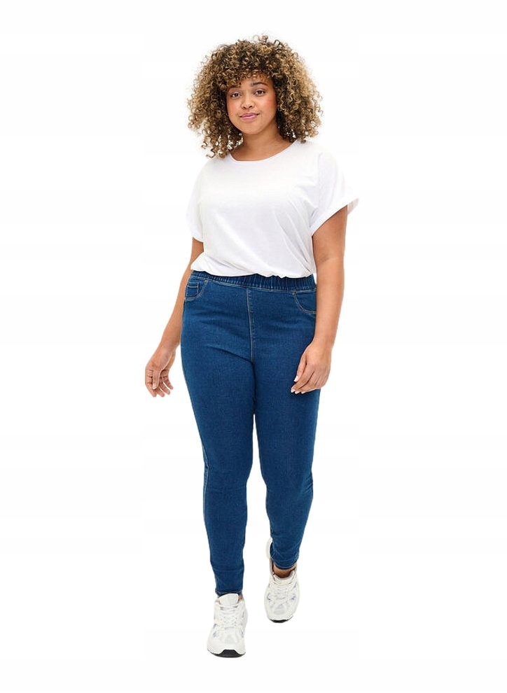 Zizzi Modré Jeggins Kalhoty Vysoký Pas 027A 56