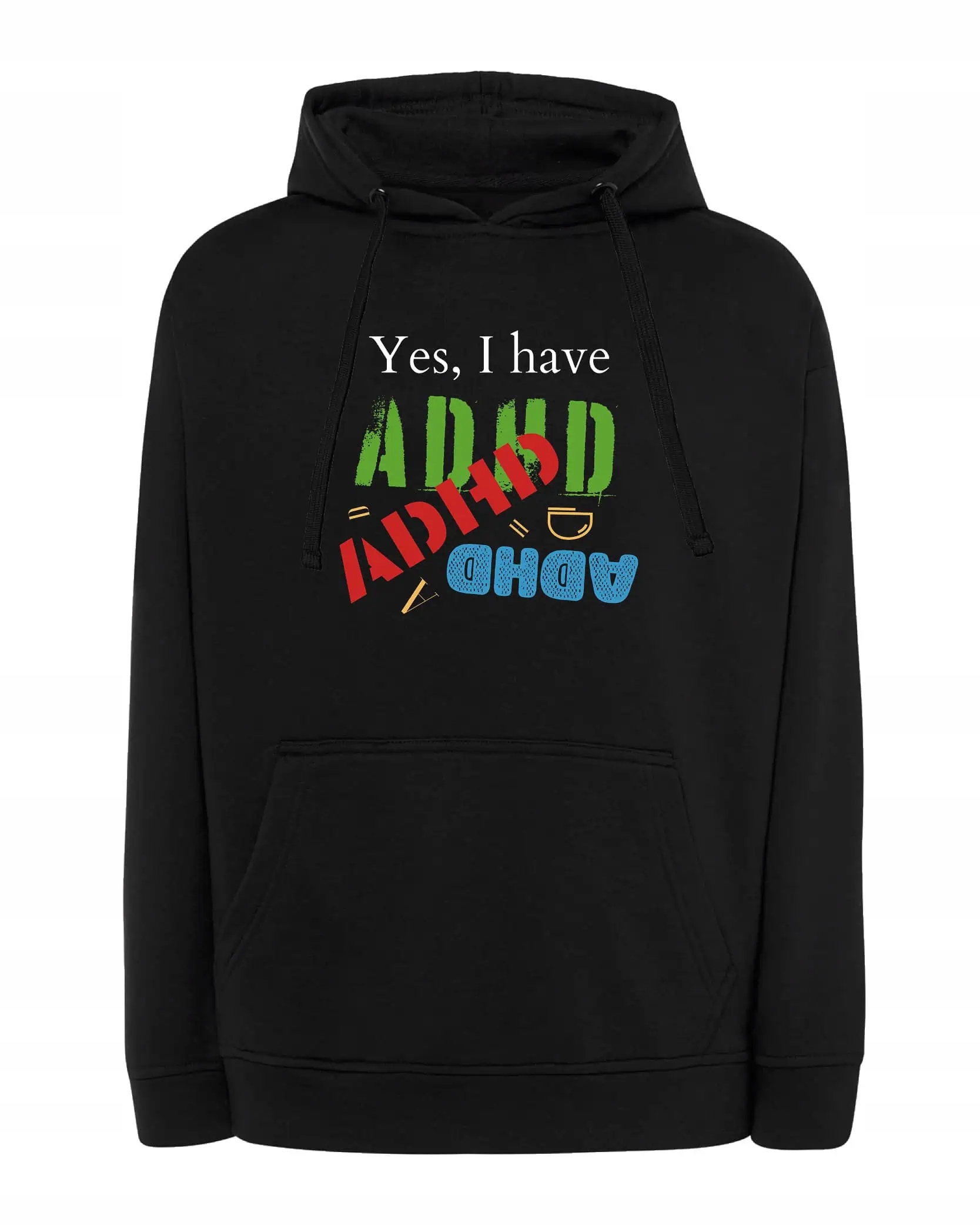 Mikina s kapucí Mám Adhd Vtipná černá XL