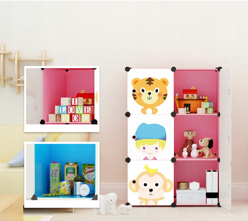 МОДУЛЬНА ШАФА КНИЖКА ШАФА ДИТЯЧА - РОЖЕВИЙ Тип меблів: шафа