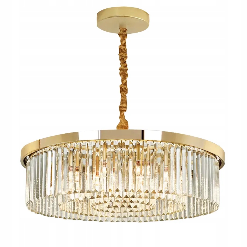 Závesná Stropná Lampa Zlatá Krištáľová Veľká 83 CM Luster Do Obývačky