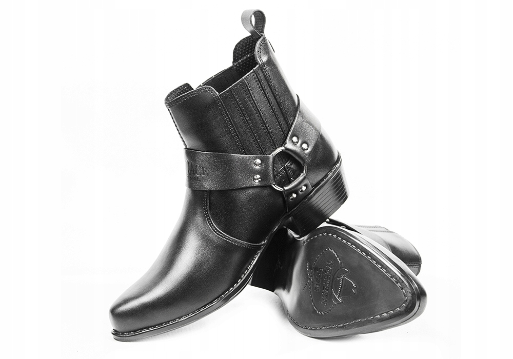 BUTY SKÓRZANE KOWBOJKI KAWALERYJKI OBCAS MOTOR 44 Marka inna