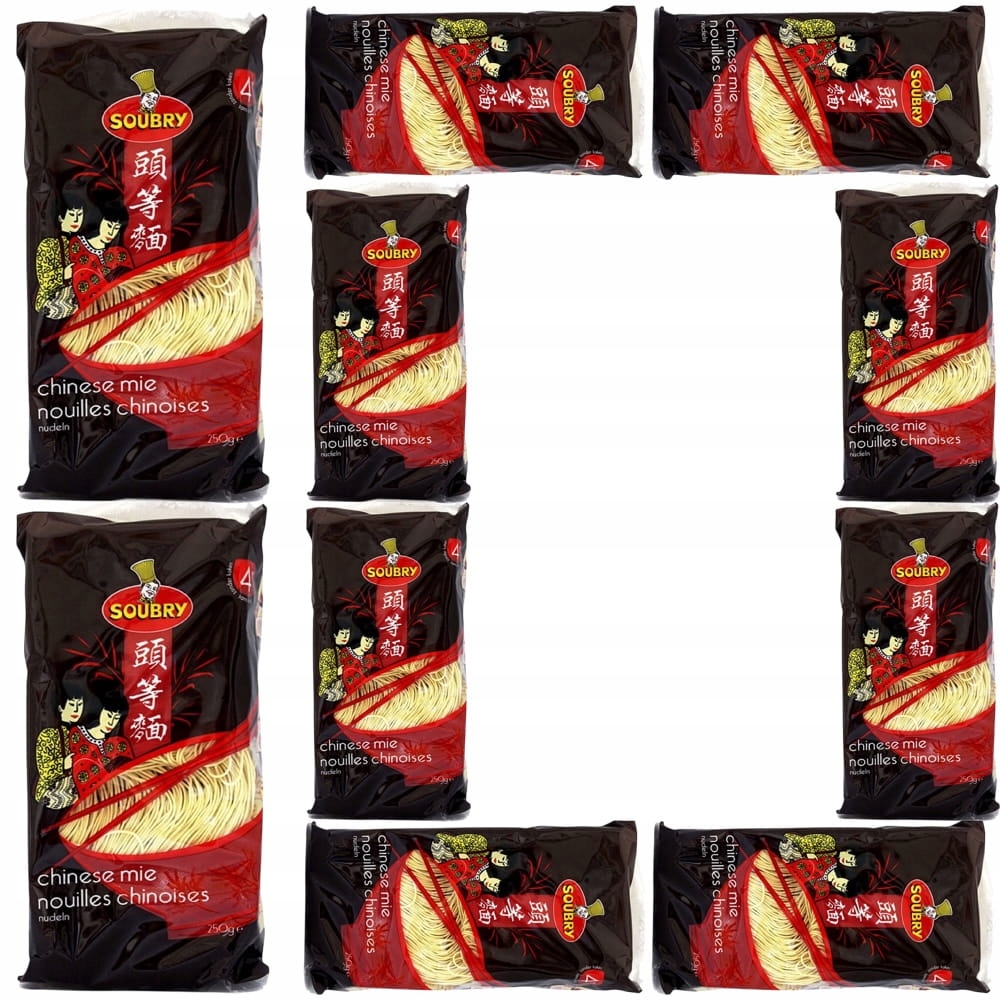 10 x Těstoviny Čínské Mie Instant Připraveno za 4 minuty pro Wok a Stir-Fry 250 g