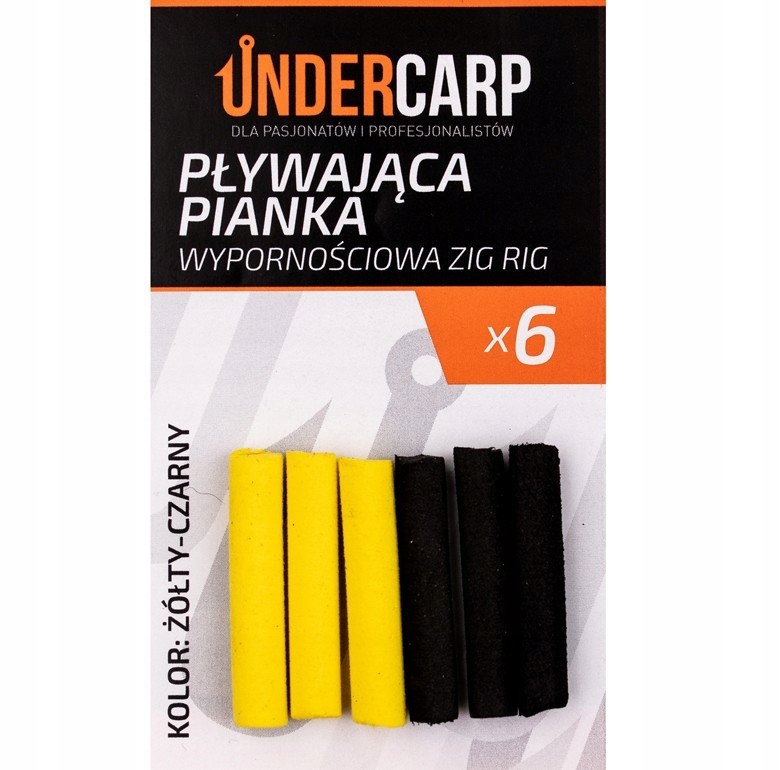 Undercarp Pływająca pianka wypornościowa Zig Rig – żółty-czarny 6 sztuk