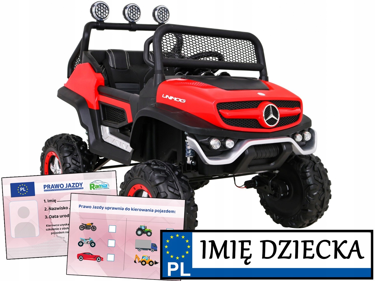 dwuosobowe Auto Dla Dzieci terenówka Mercedes Benz Unimog zmienny napęd