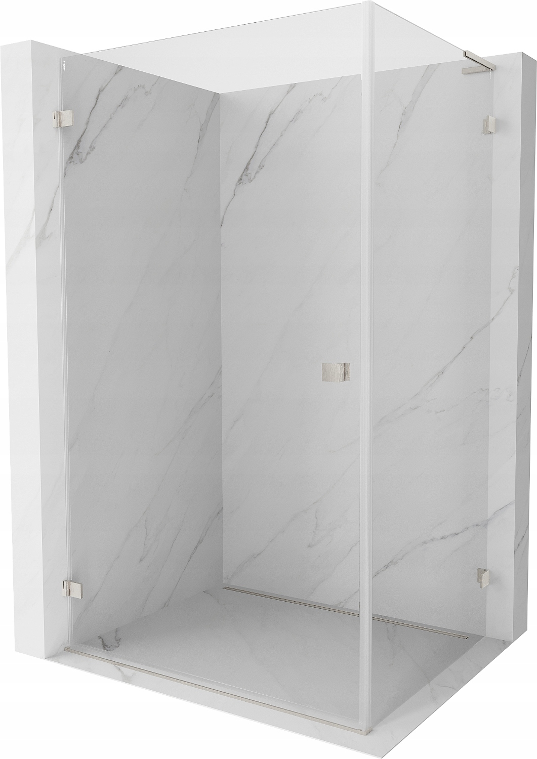 Sprchový kout Mexen Lunar-B L 90x70 cm, průhledný kartáčovaný nikl