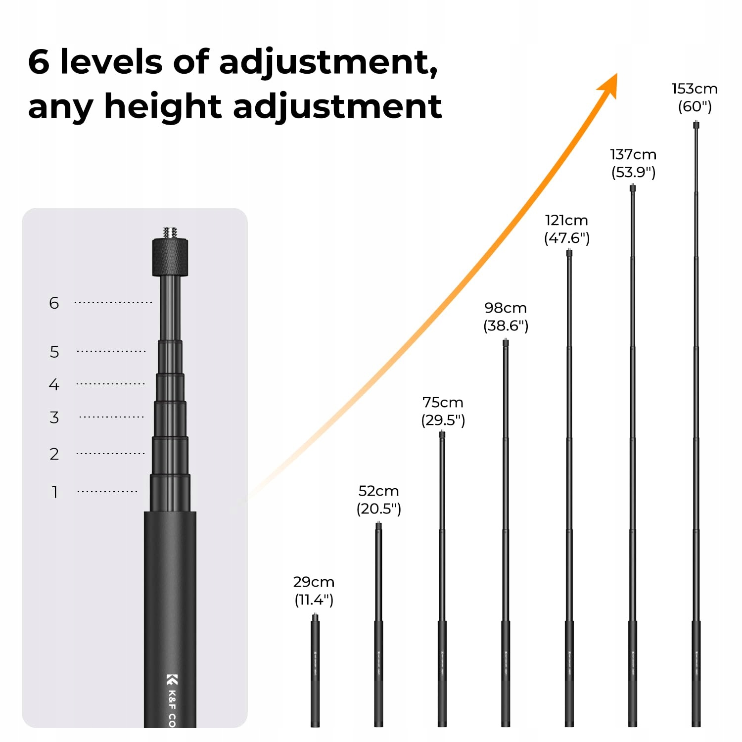 K&F CONCEPT MS07 Kijek Selfie Monopod Do GoPro Insta360 DJI Action — miniatura 3