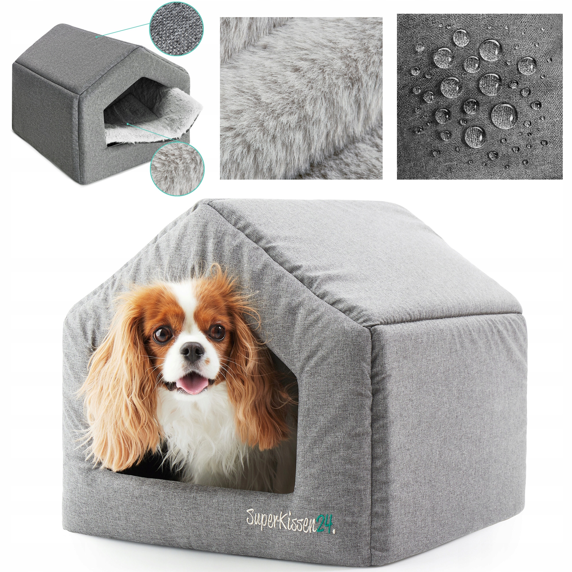 Levně Pelíšek pro psa kočku kočičí budka bouda chata kotec Domek XL Len Kožešina