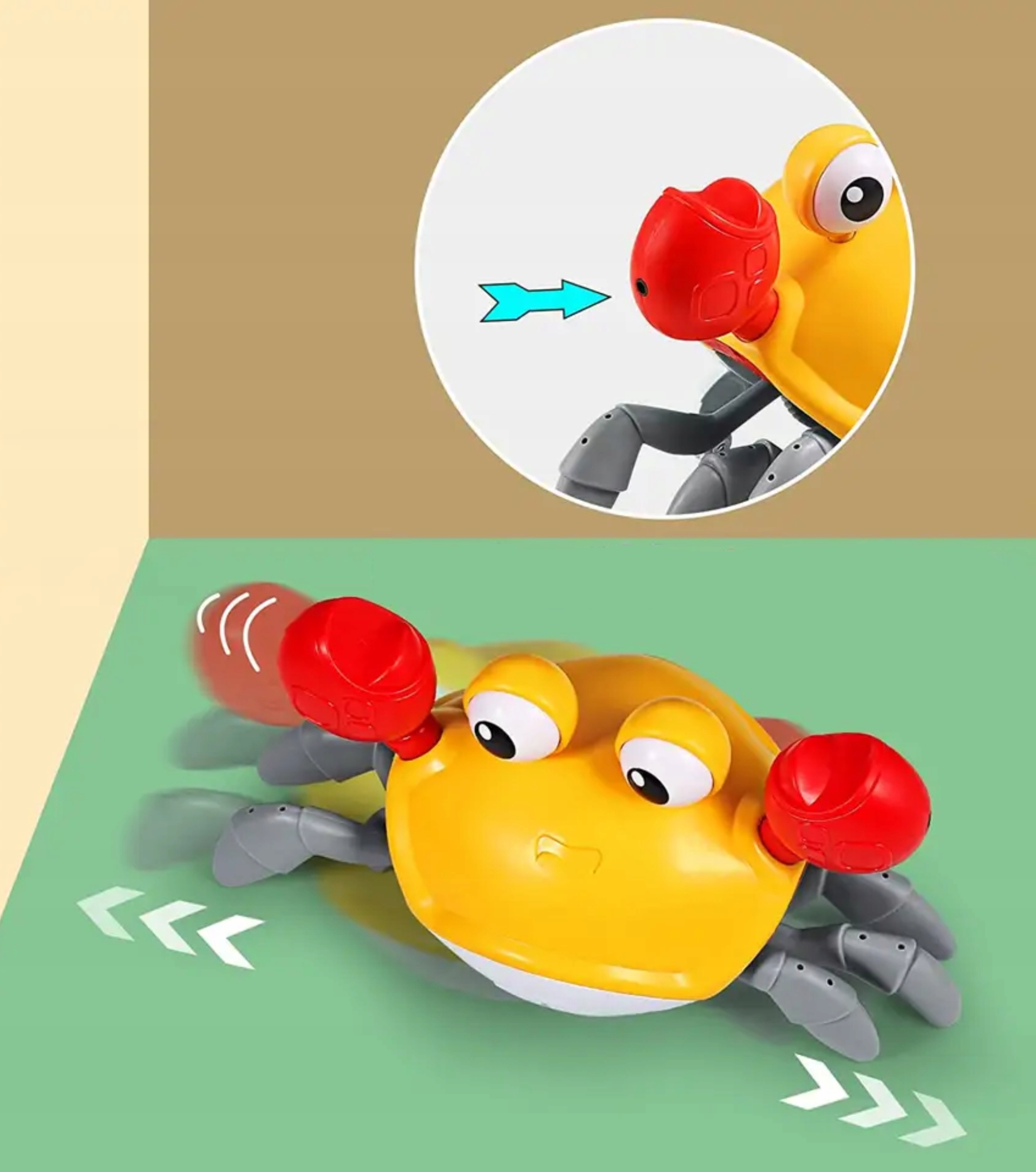 ELEKTRONICZNA INTERAKTYWNA ZABAWKA LED PEŁZAJĄCY KRAB Z DŹWIĘKIEM Płeć chłopcy dziewczynki