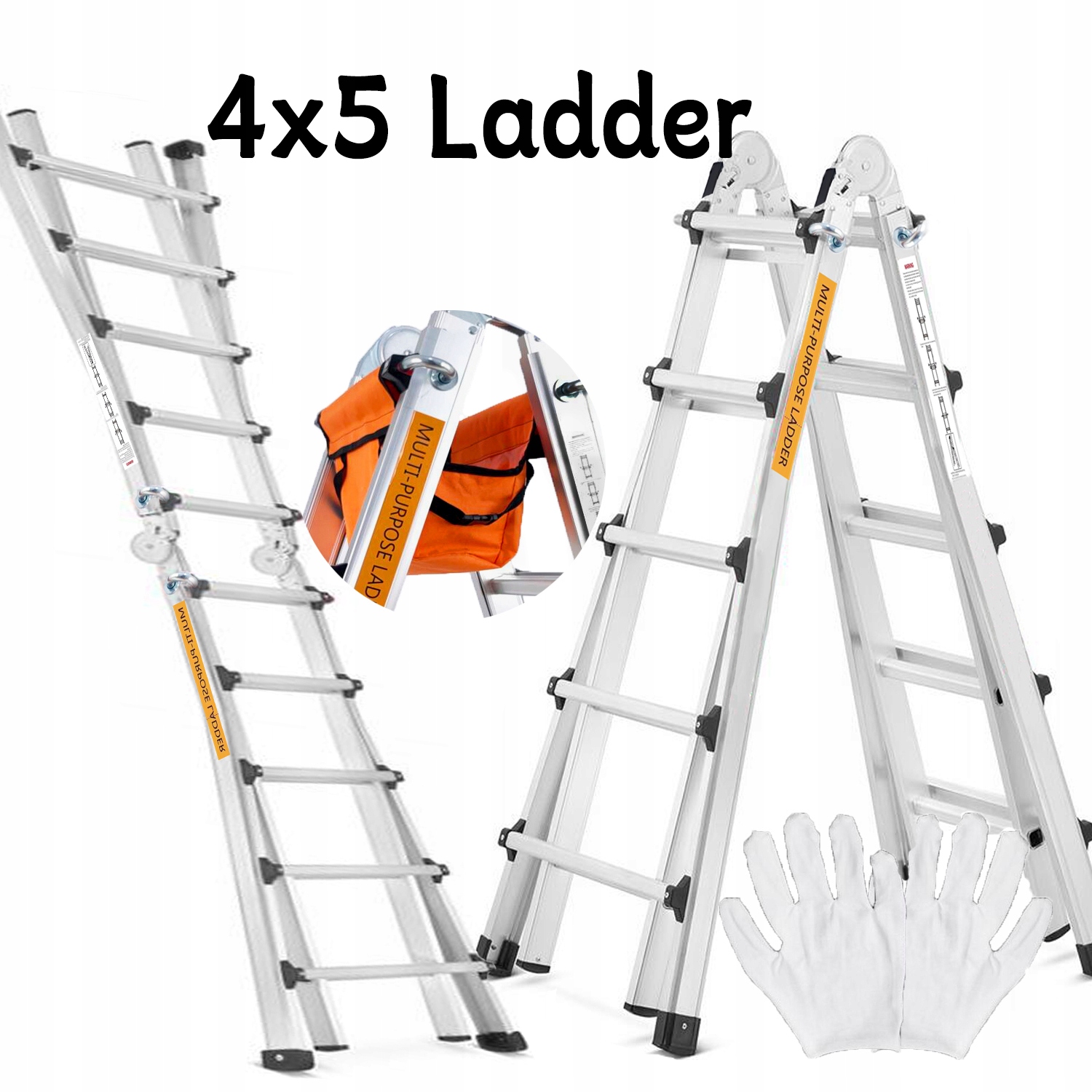 Drabina 5.1M Aluminium 4x5 Przegubowa Skladana Wielofunkcyjna 20 Szczebli