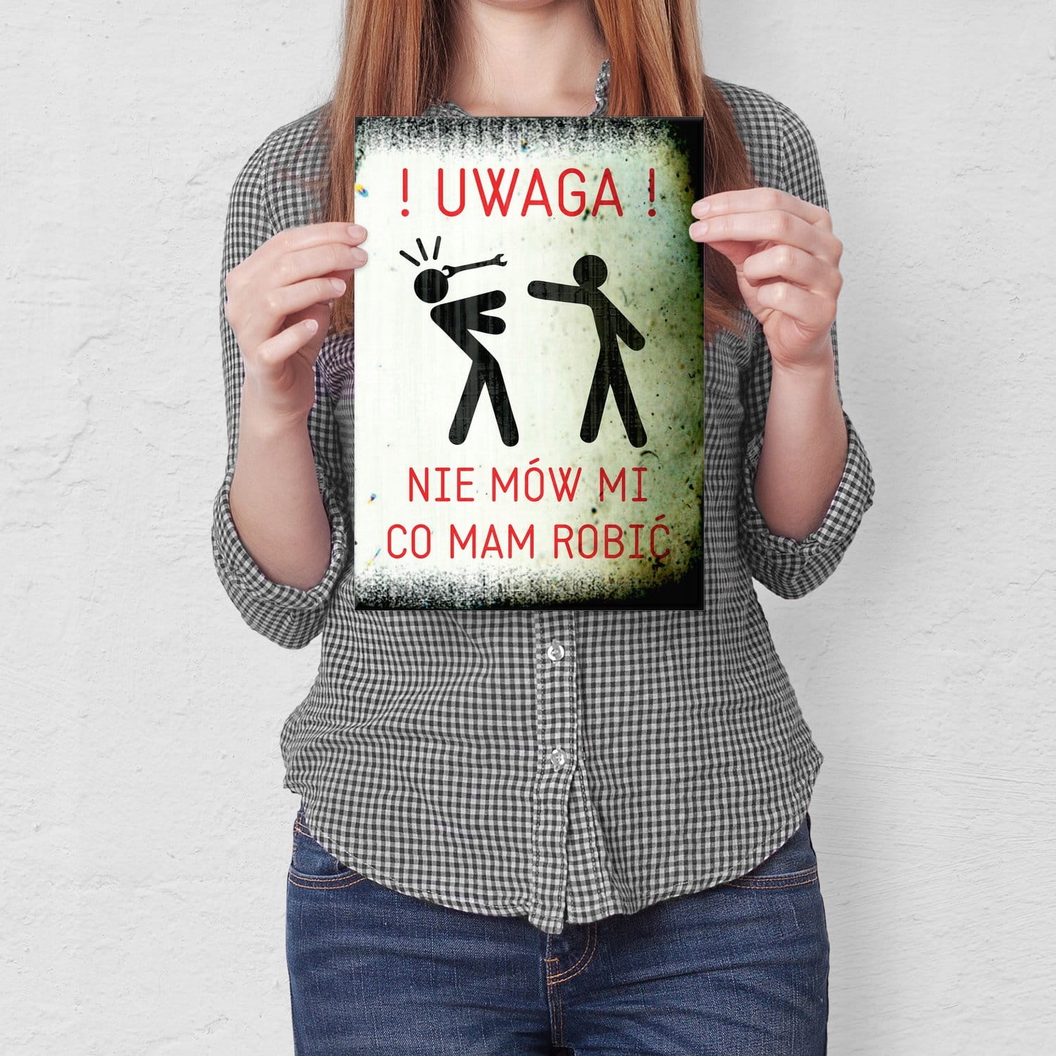 OZDOBA PLAKAT BLACHA METAL OBRAZ NAPIS PRL UWAGA Marka SteelPoster