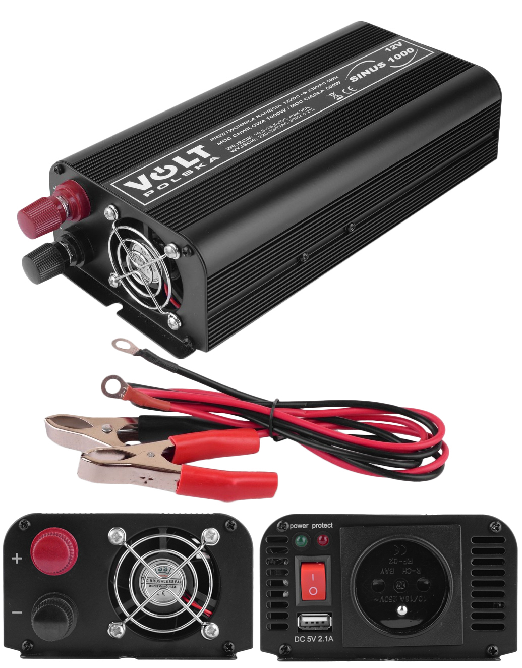 

Przetwornica 12V 230V 500/1000W Volt Sinus Usb
