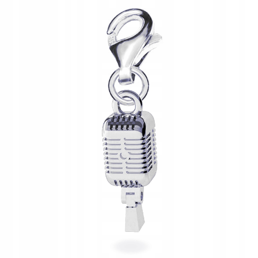 Stříbrný přívěsek na karabině Mikrofon Stříbro ryzost 925