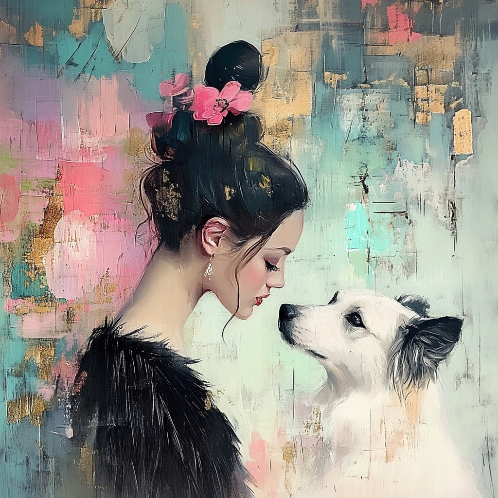 Obraz Na Plátně Canvas Žena Dívka Pes Přátelství Láska 80x80