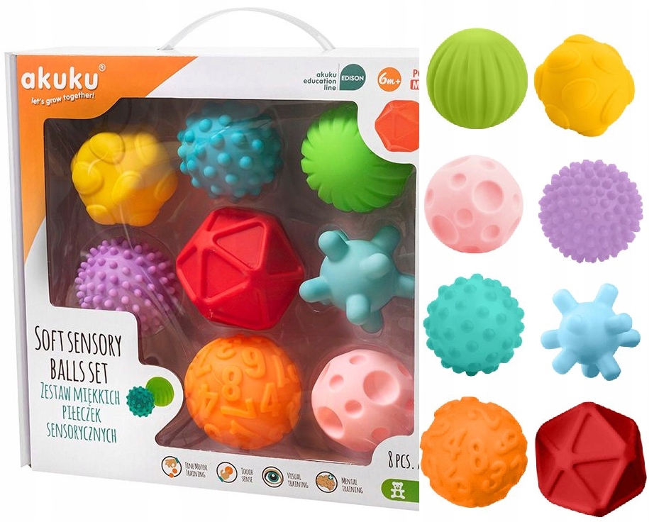 PIŁECZKI SENSORYCZNE 8 SZT AKUKU
