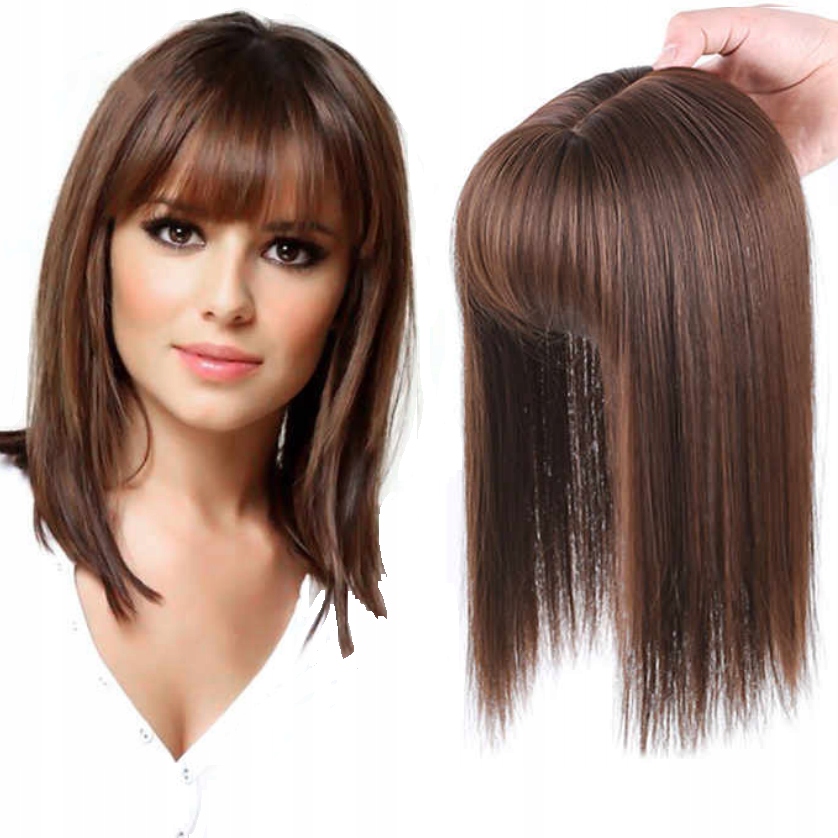 Tupet Dámská Topper Paruka Na Vypadávání Alopecie Příčesek Clip S Ofinou
