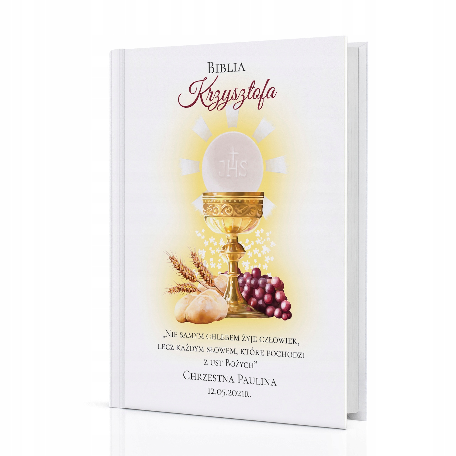 

Pamiątka Komunii Biblia Pismo Święte Nadruk Imię