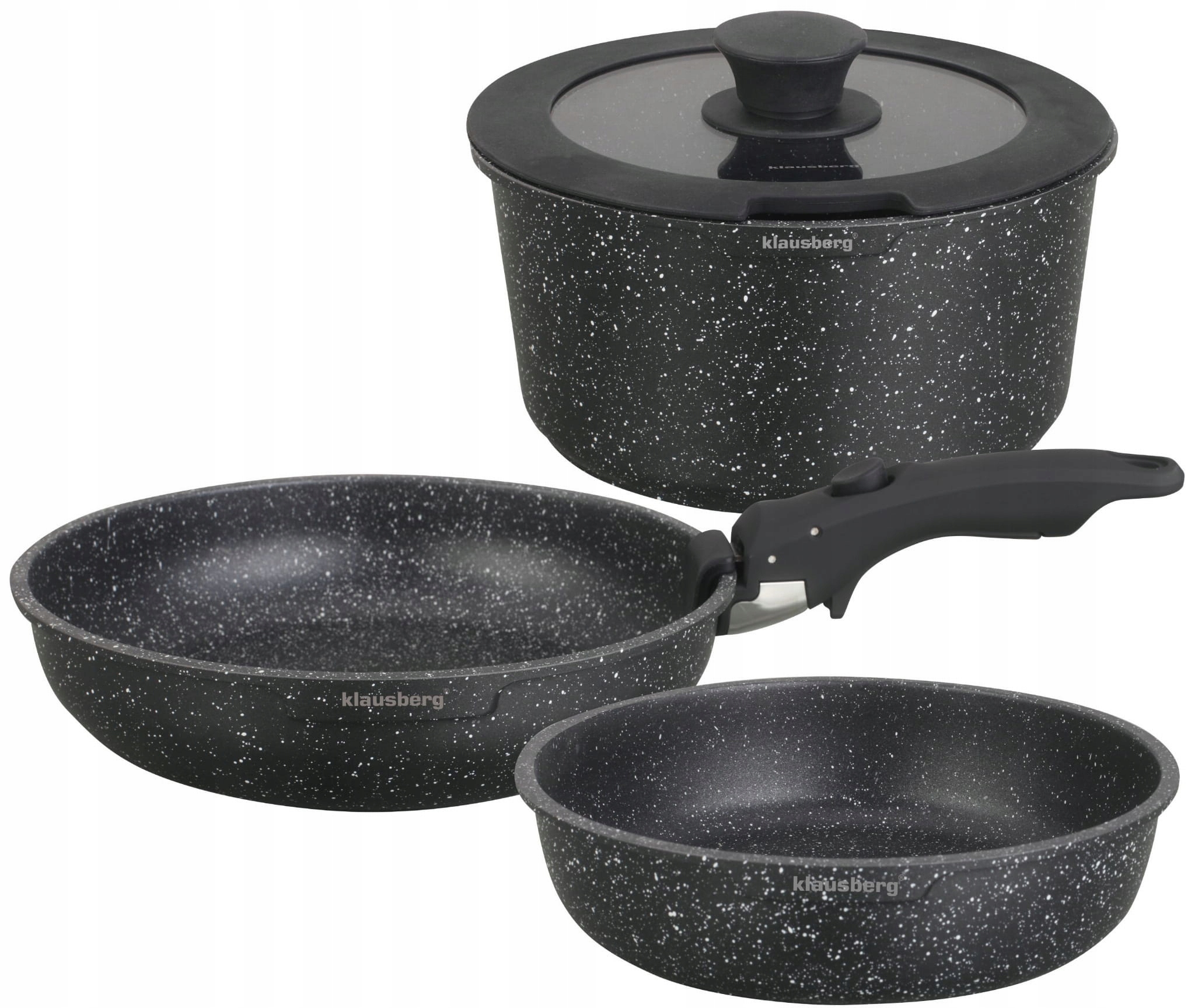 Kuchyňská sada mramorová s odnímatelnou rukojetí Non-Stick, sada 5 prvků