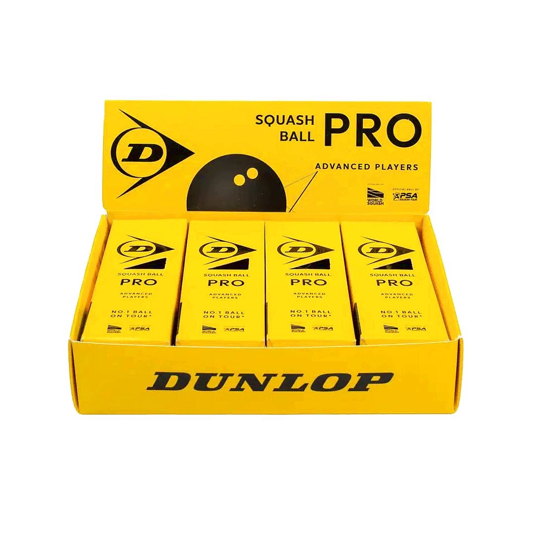 Squashový míč Dunlop Pro 4 x 3 ks Dvě žluté tečky