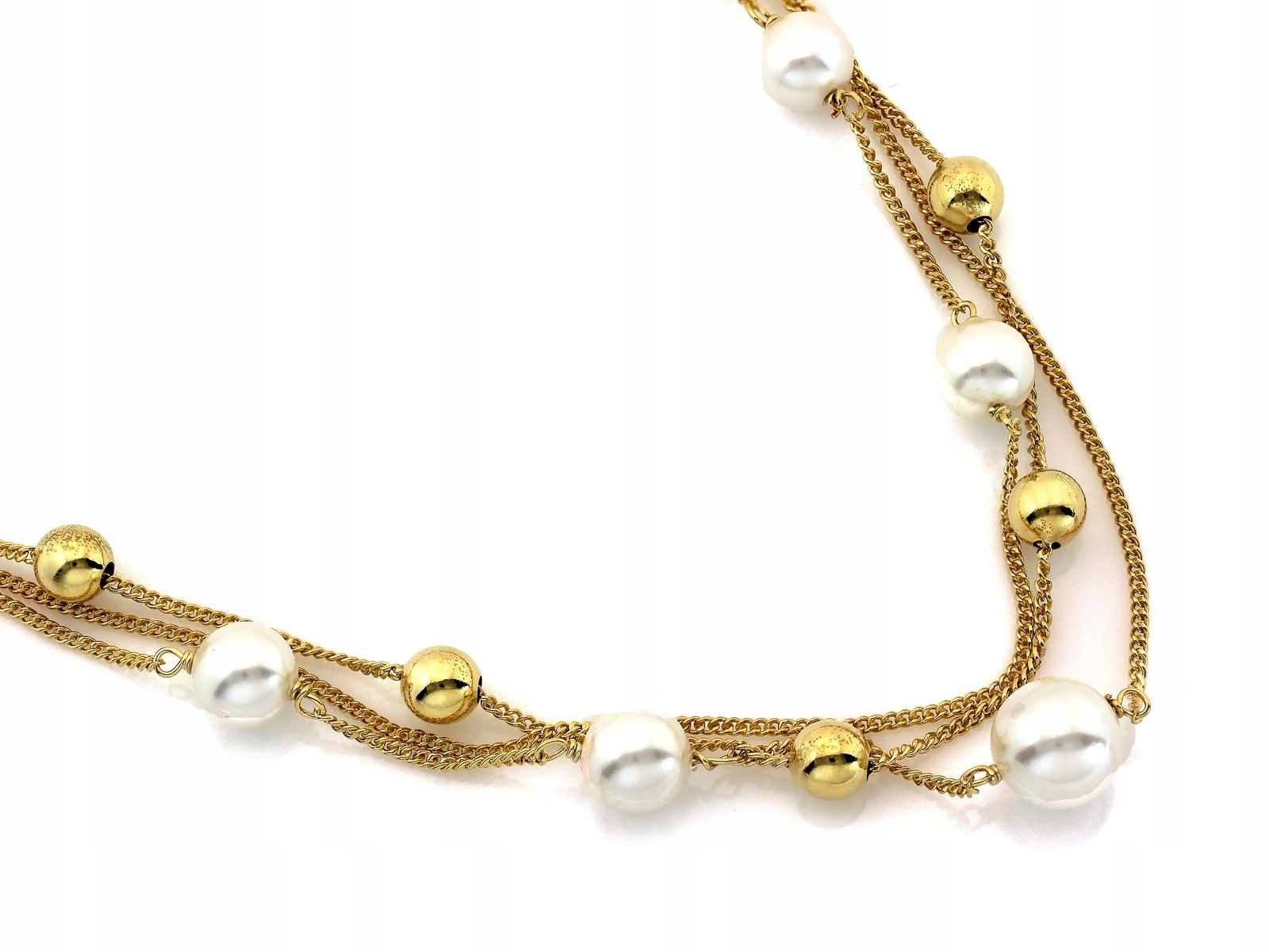 Dámský stříbrný náhrdelník 925 pozlacený s trojitými kuličkami r50 pro ni