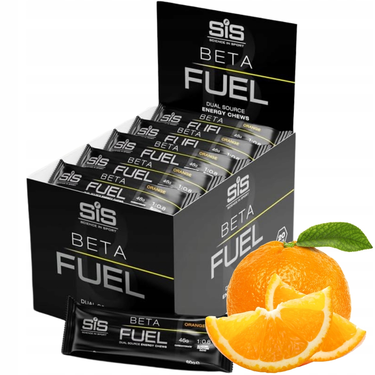 Energetická gelka Sis Beta Fuel Chew 10x60g Sacharidy Kousátko Pomerančov