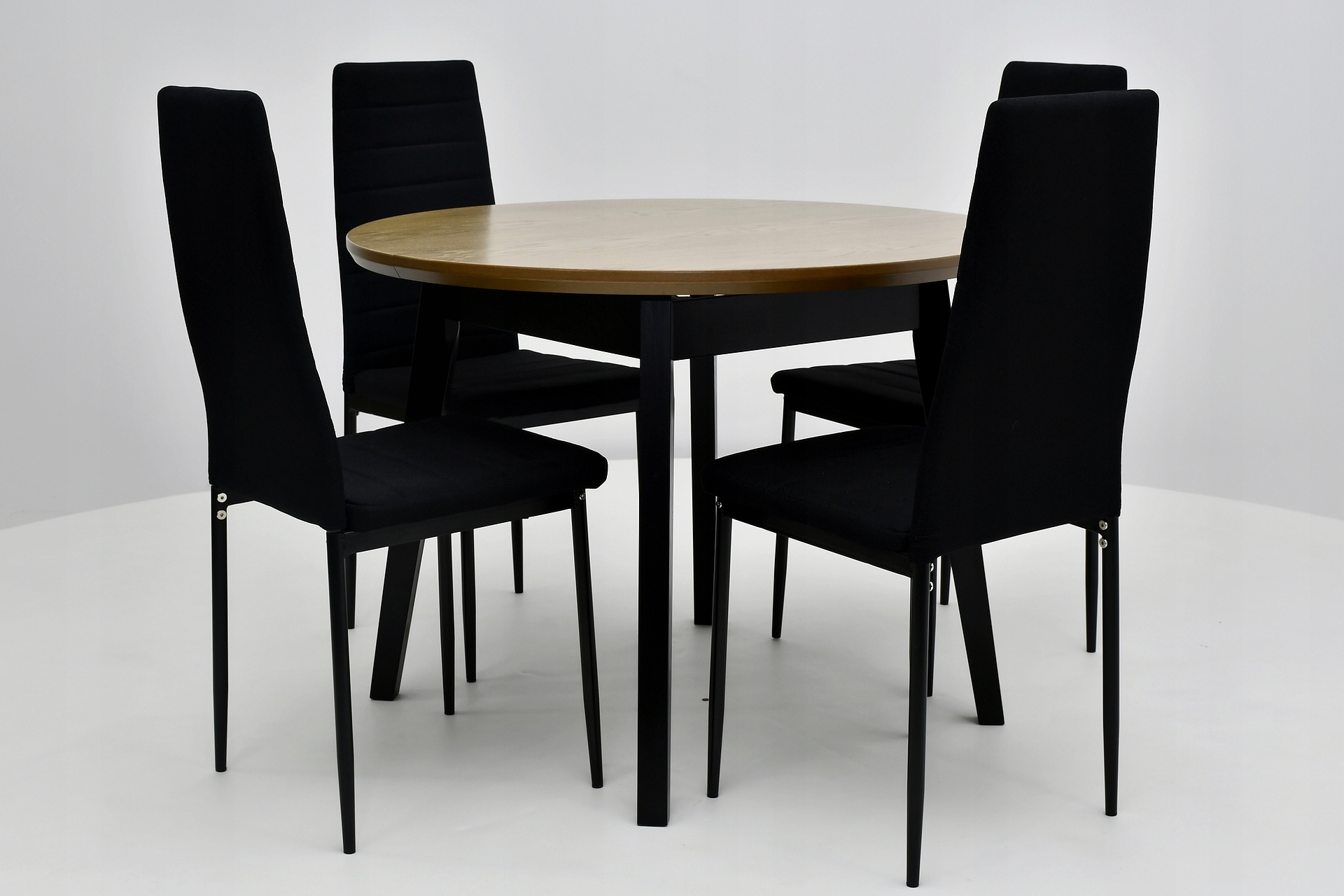 komplet okragły stół, rozkładany stół + 4 krzesła Materiał inny