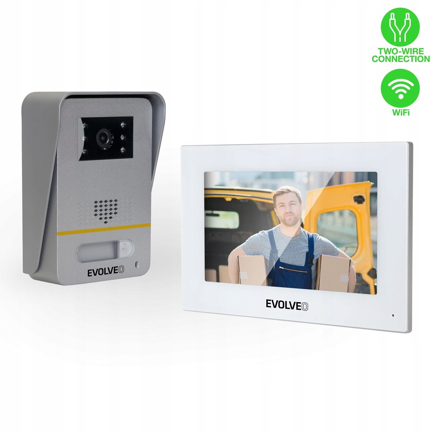 Evolveo DoorPhone AP1-2, drôtový videotelefón s aplikáciou, biely