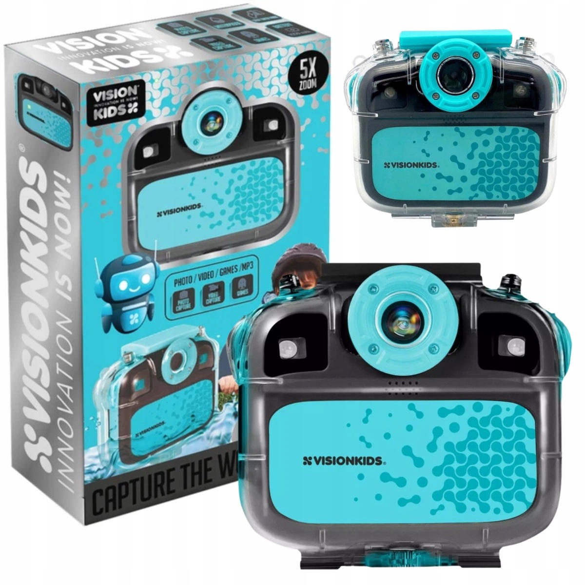 Digitální fotoaparát pro děti Vision Kids voděodolná Full Hd kamera 1080P Usb