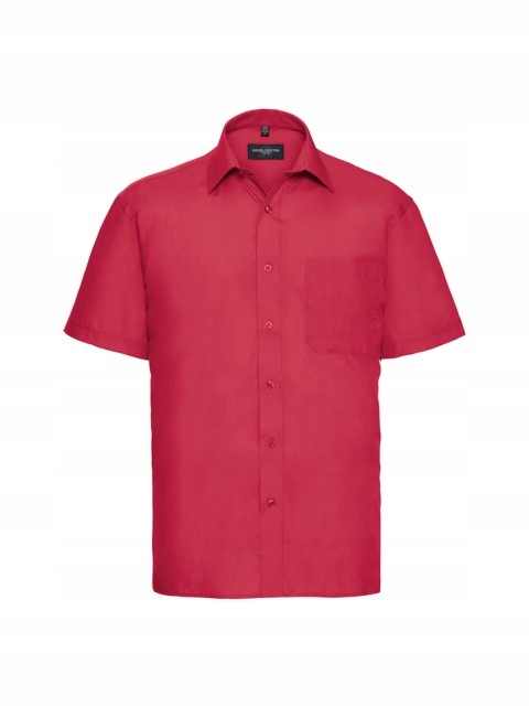 Pánská košile s krátkým rukávem a kapsičkou Russell Classic, červená, 4XL