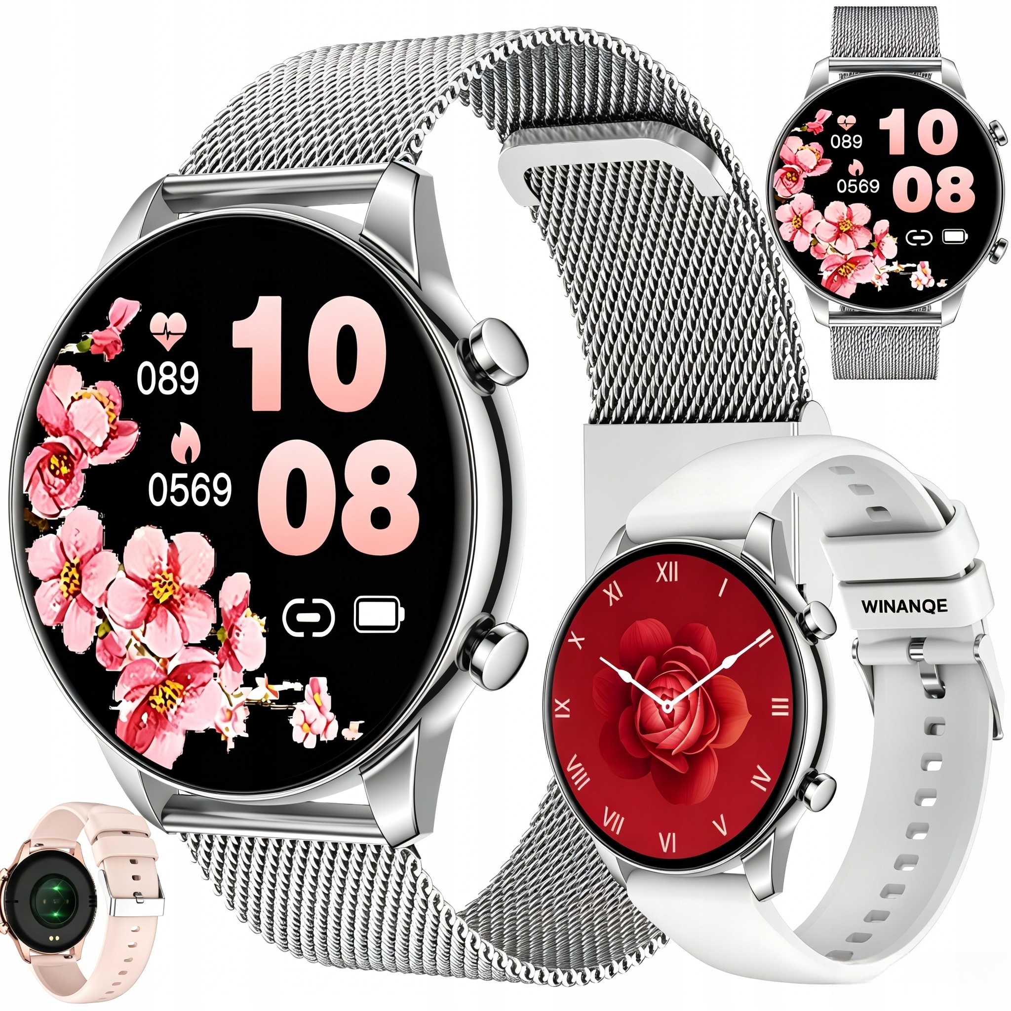 Okosóra Női Karóra Vízálló Pl Smart Watch Hívásmenü 2 Szíj