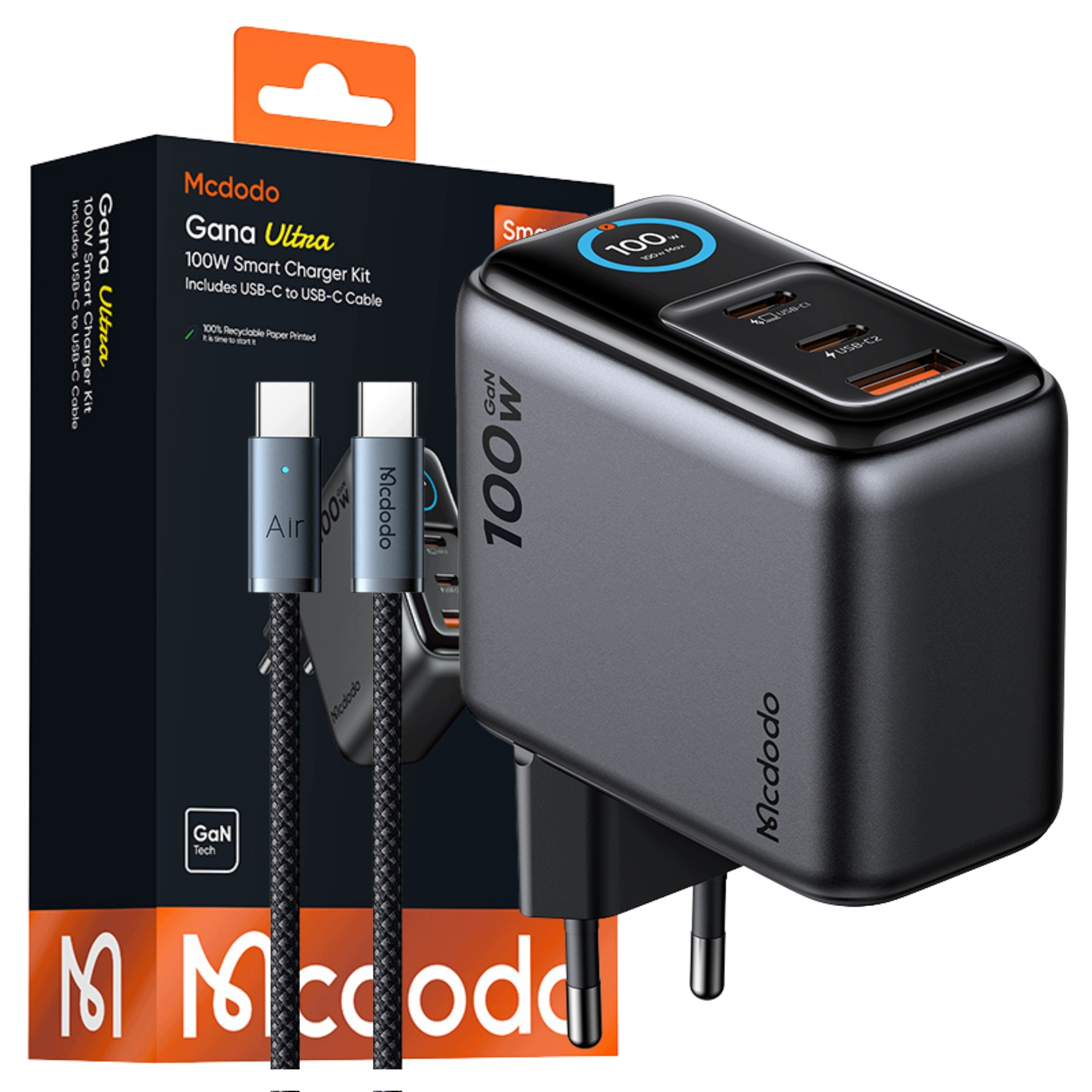 Mcdodo Rychlá Síťová Nabíječka Napájecí Adaptér Kostka 3X Usb-c Usb-a Gan 100W