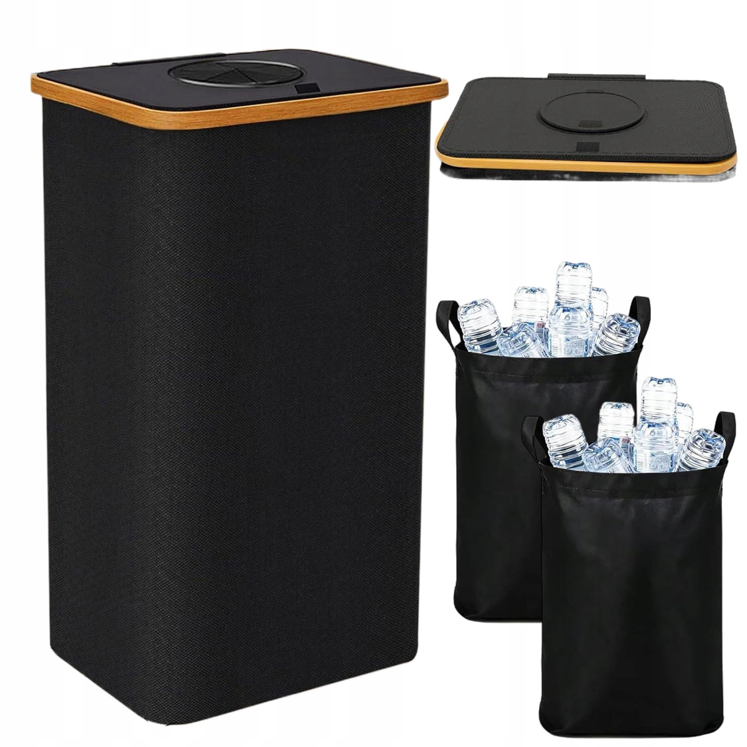 Pytlík na lahve 100L Kontejnery Koš na recyklaci třídění Černá XXL