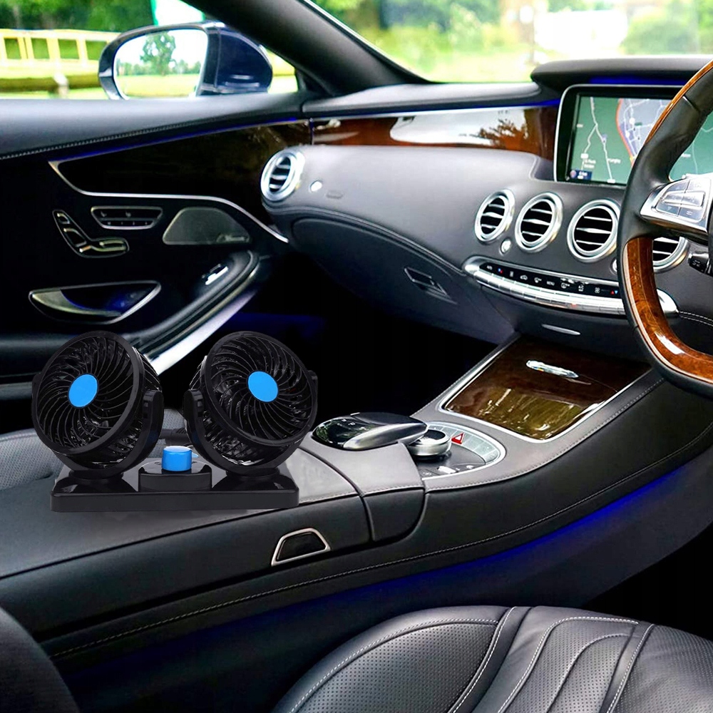 WIATRAK WENTYLATOR SAMOCHODOWY PODWÓJNA GŁOWA 12V Producent bez marki