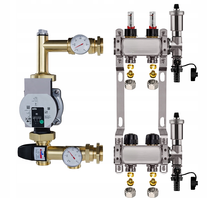 Rozdělovač pro podlahové topení 2 nerezové Čerpadlo Wilo Pex