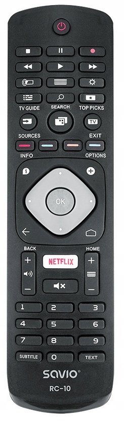 Pilot Uniwersalny do TV PHILIPS Telewizor Smart LED z Netfliks Savio RC-10 EAN (GTIN) 5901986044468