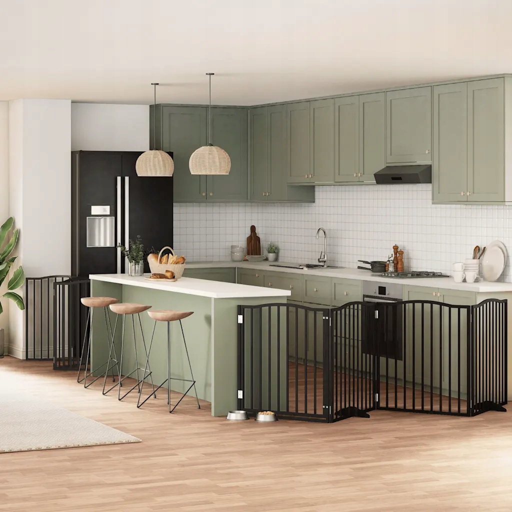 Zábrana pro psy s dvířky skládací 10 panelů černá 800 cm topol Černý 315563