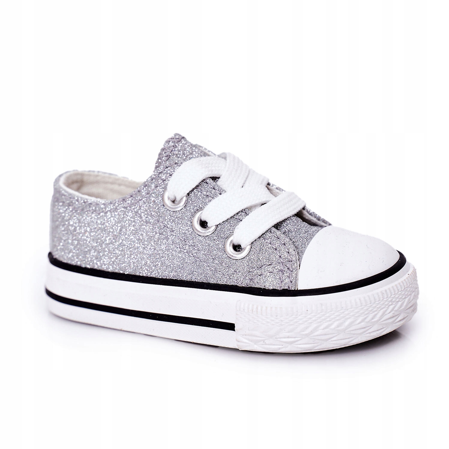 

Dziecięce Trampki Tenisówki Z Brokatem Srebrne 23